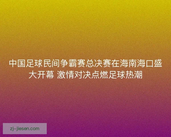 中国足球民间争霸赛总决赛在海南海口盛大开幕 激情对决点燃足球热潮